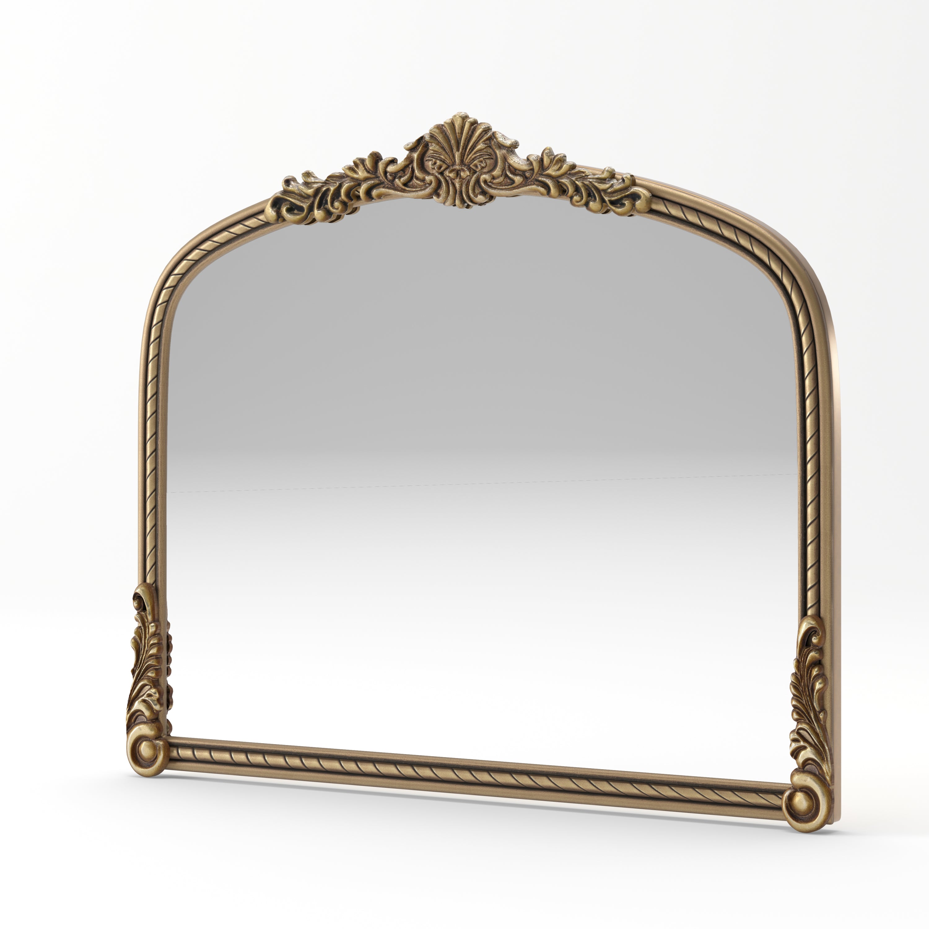 Arched Wall Mirror – Ornate Wood Frame Antique Gold 36.61" x 29.72"
