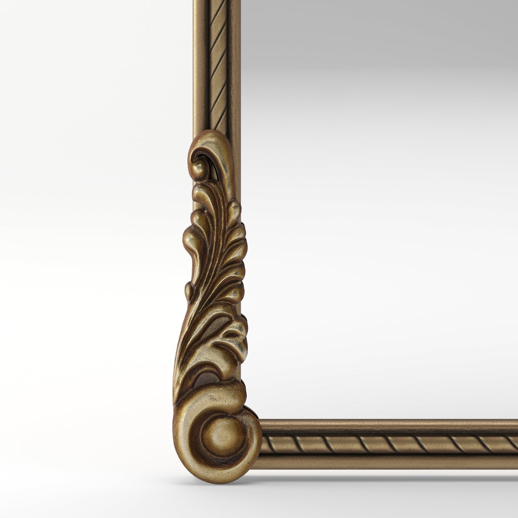 Arched Wall Mirror – Ornate Wood Frame Antique Gold 36.61" x 29.72"