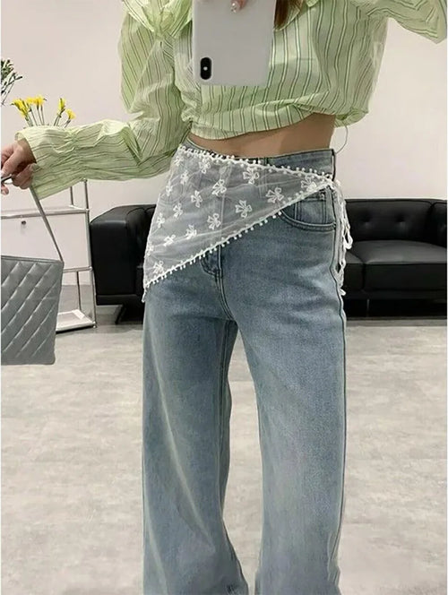 2025 HOT SALE! Y2K Women Lace Tulle Bandage Skirt Stacked Lace Half