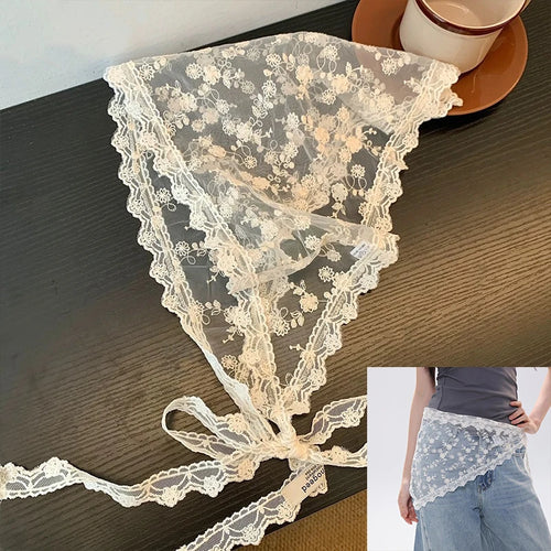 2025 HOT SALE! Y2K Women Lace Tulle Bandage Skirt Stacked Lace Half