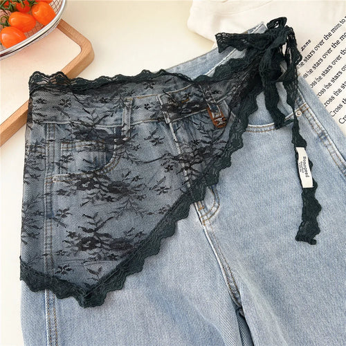 2025 HOT SALE! Y2K Women Lace Tulle Bandage Skirt Stacked Lace Half