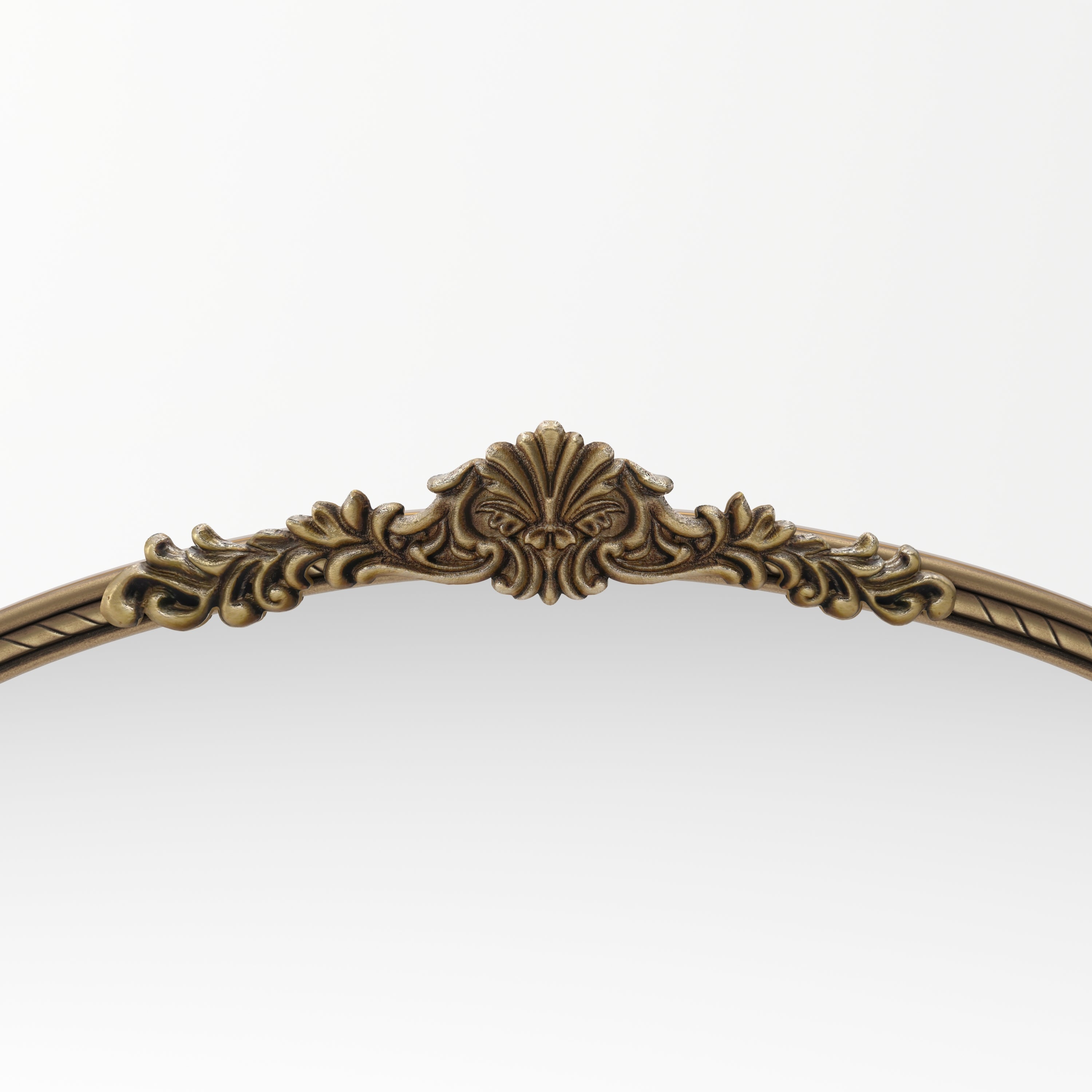 Arched Wall Mirror – Ornate Wood Frame Antique Gold 36.61" x 29.72"